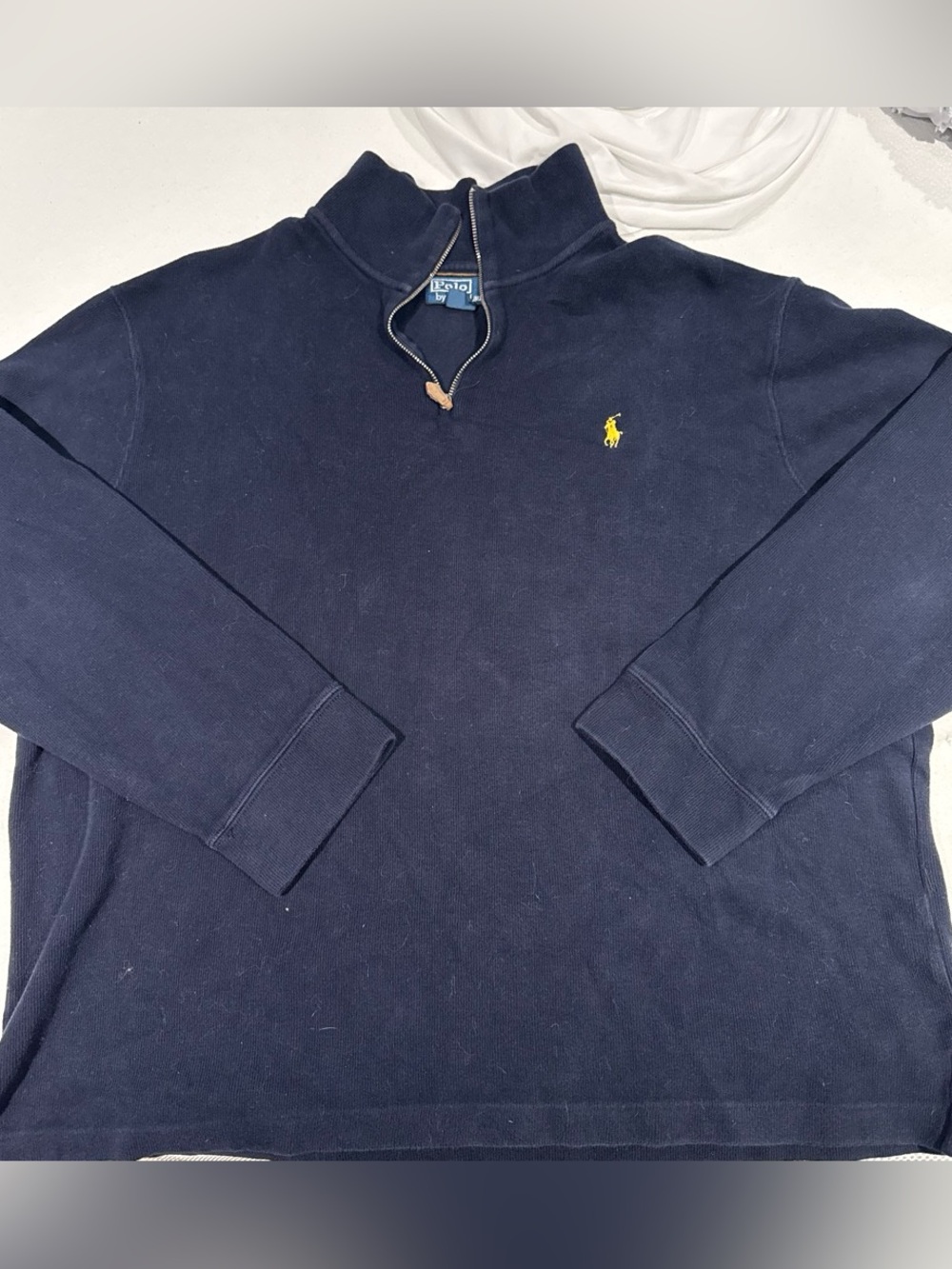 Polo by Ralph Lauren Men’s Navy Half-Zip Pullover with Yellow Pony